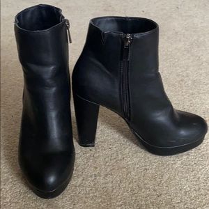 High heeled black booties size 7